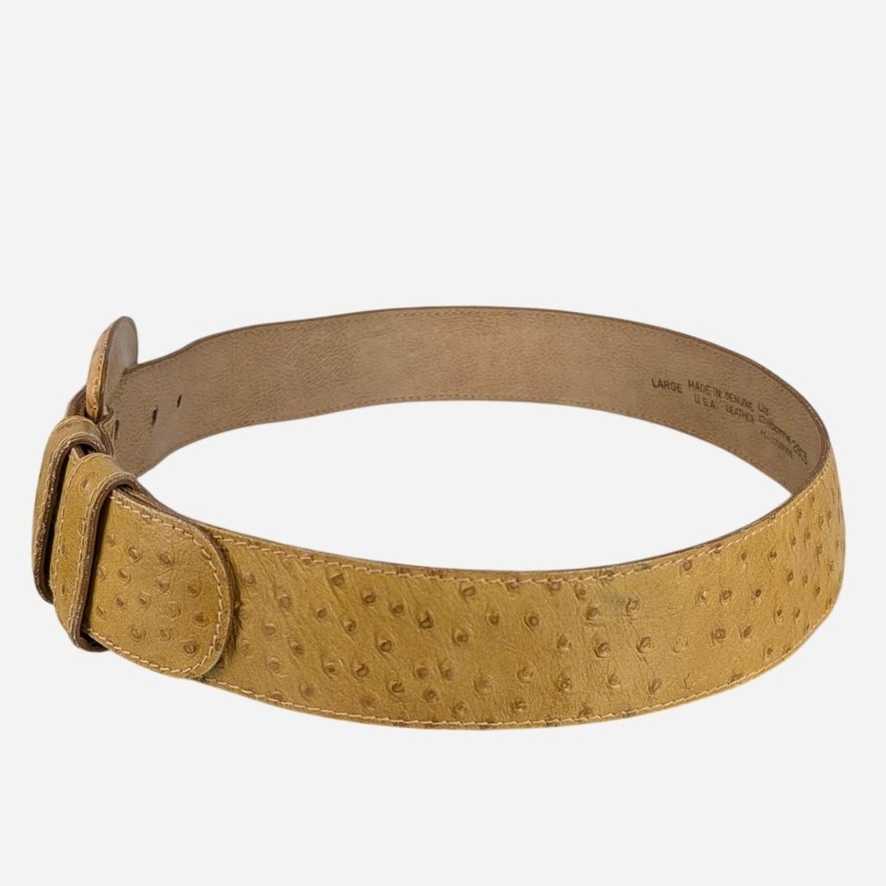 Liz Claiborne Tan Ostrich Embossed Leather Belt Large - Picture 3 of 7
